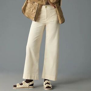 Anthropologie Maeve The Colette Wide-Leg Corduroy Pants Ivory Sz. 31 NWT!